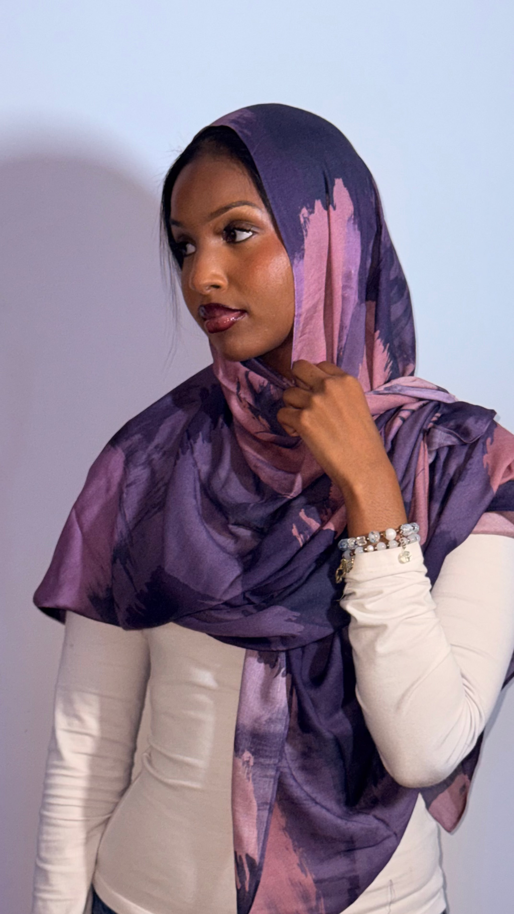 Berry Haze — Abstract Modal Hijab