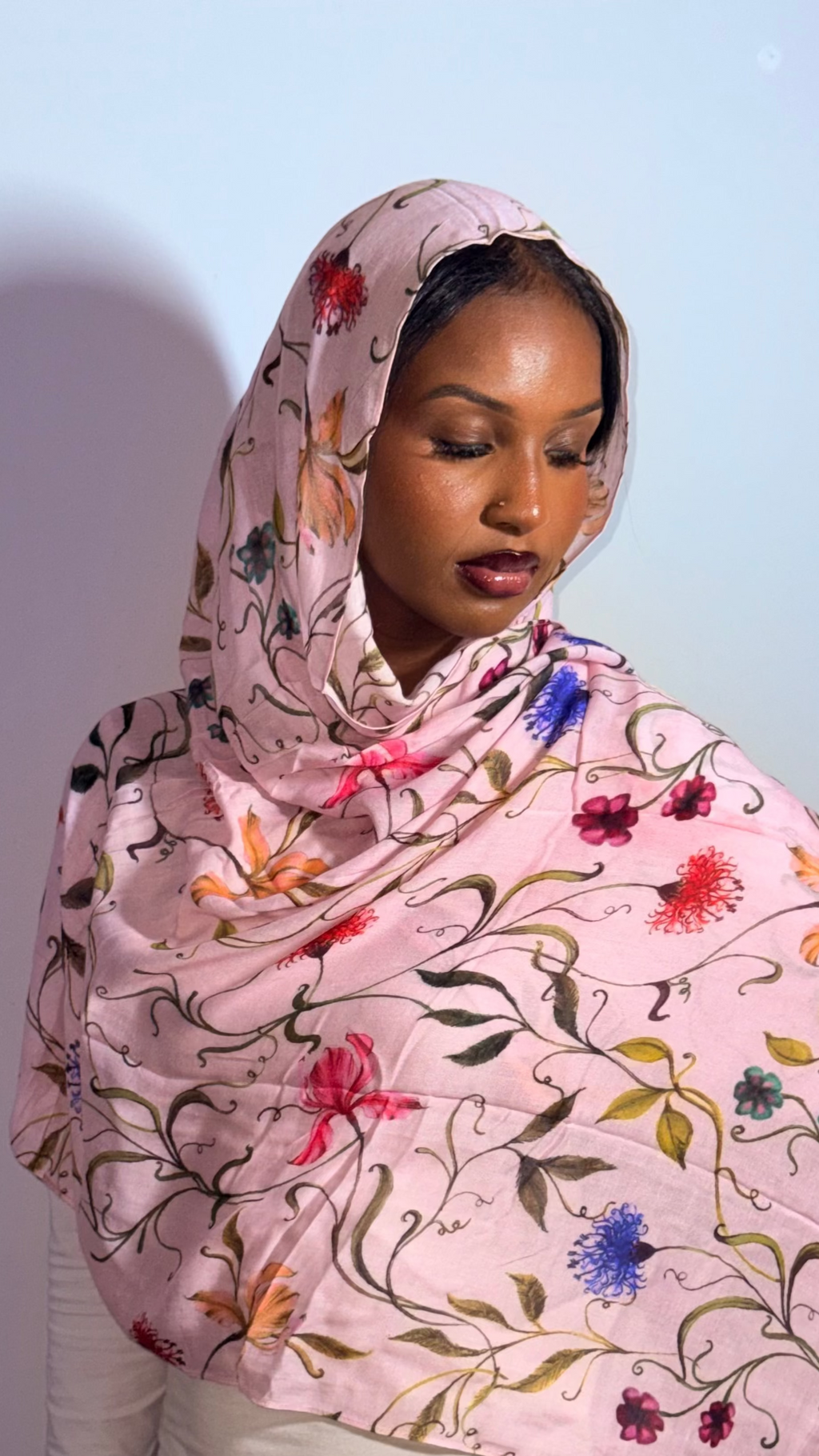 Blush Garden — Floral Modal Hijab