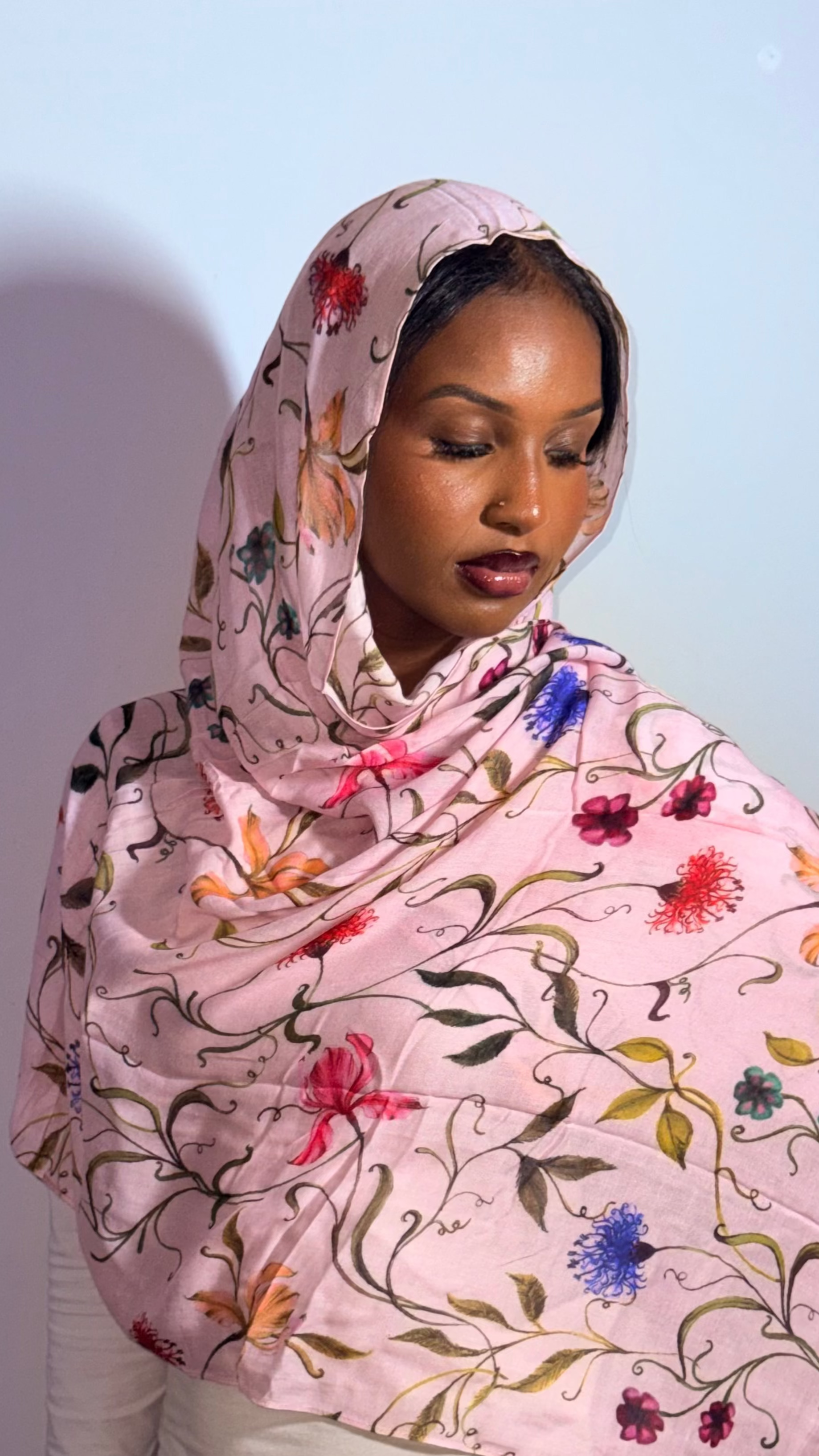 Blush Garden — Floral Modal Hijab