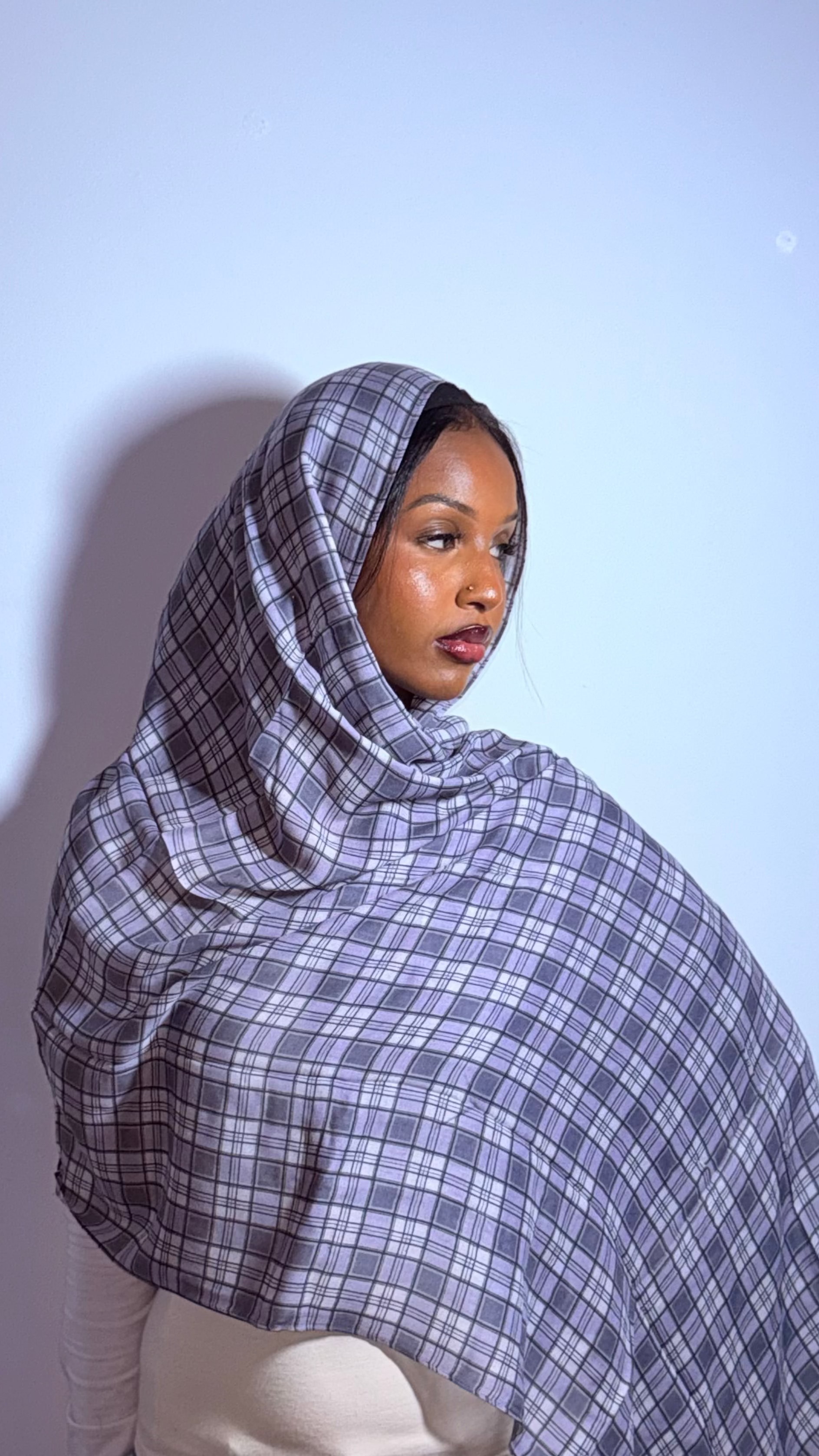 Ash Plaid Modal Hijab