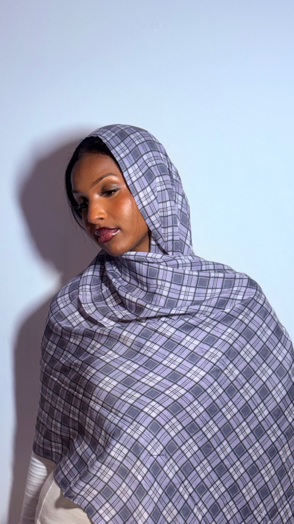 Ash Plaid Modal Hijab